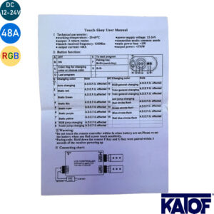 12-24V 48A RGB Şerit LED Kontrol Cihazı – Dokunmatik Renk Çarklı Kumandalı - Görsel 5