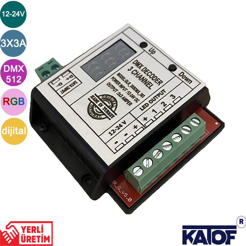 DMX512 3Kanal 3x3Amper RGB Led Dijital Decoder | Karaköy Led Shop