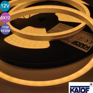 12V 6x12mm Gün Işığı 1cm Kesim Silikon Esnek Neon Led (5 metre) - Görsel 3