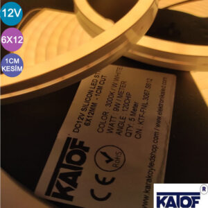12V 6x12mm Gün Işığı 1cm Kesim Silikon Esnek Neon Led (5 metre) - Görsel 4