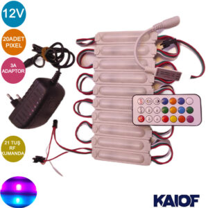 12V ARGB Pixel Modül 21 Tuş RF Kumandalı Adaptörlü Set