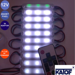 12V ARGB Pixel Modül 14 Tuş RF Kumandalı Adaptörlü Set - Görsel 4