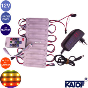12V ARGB Pixel Modül 14 Tuş RF Kumandalı Adaptörlü Set