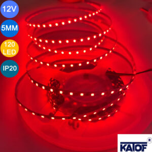 12V 5mm Kırmızı 2835smd IP20 120ledli Şerit Led - Görsel 5