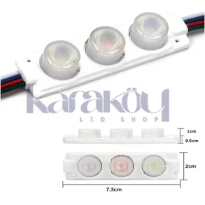 12Volt 3Watt 3 lü Mercekli RGB Modül Led 20 Adet - Görsel 3