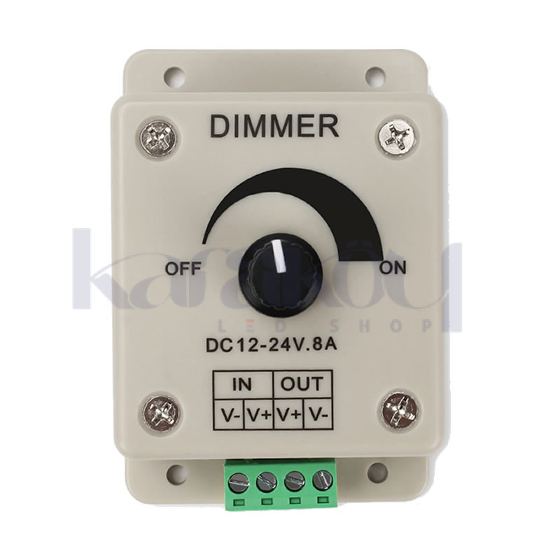 Variateur (dimmer) Manuel 12V/24V 8A 192W Max Pour Ruban LED - Potentiomètre De Puissance