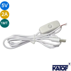 5V 2A USB'li Anahtarlı 2pin Açık uçlu Kablo 1metre