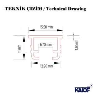 12.9X11MM Linear Aydınlatma Led Profili (Linear Led Lighting Profile) - Görsel 4