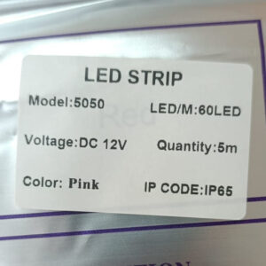 12 Volt Pembe 5050smd 3 Çip IP65 60ledli Şerit Led (5metre) - Görsel 3