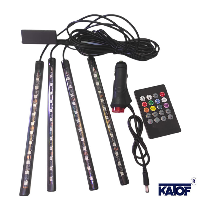 Sese ve Müziğe Duyarlı 12Ledli Ayak Altı RGB Aydınlatma Seti