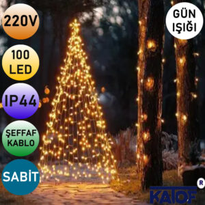 220V 100Ledli Sabit IP44 10mt. Şeffaf Kablolu Dekoratif İp Led - Görsel 4