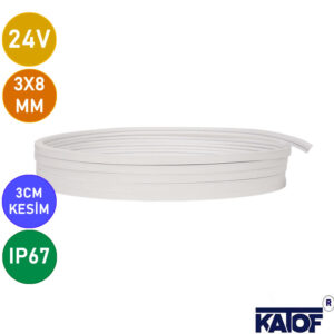 24Volt 3x8mm 3cm Kesim IP67 Dış Mekan Esnek Neon Led (5MT)