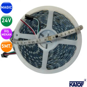 24Volt Silikonlu 60Ledli ARGB Magic Efetli Pixel Şerit Led (5mt.)