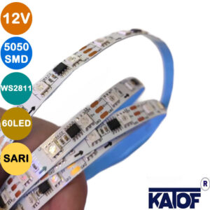 12V Sarı (Amber)  60Ledli WS2811 IP20 Pixel Şerit Led 5050smd - Görsel 1