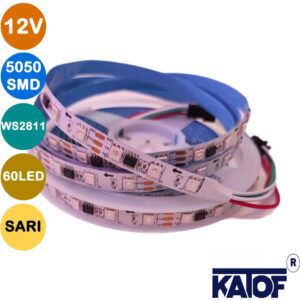 12V Sarı (Amber)  60Ledli WS2811 IP20 Pixel Şerit Led 5050smd - Görsel 3