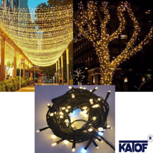 220V Gün Işığı 100Ledli Flashlı IP65 10mt. Siyah Kablolu İp Led - Görsel 4