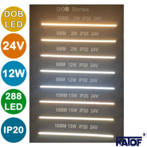 24Volt 12W 288Ledli IP20 8MM DOB Şerit Led 2700K