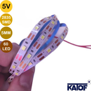 5V 5mm Beyaz 2835Smd IP20 60Ledli Şerit Led (5 Metre)