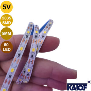 5V 5mm Gün Işığı 2835Smd IP20 60Ledli Şerit Led (5 Metre)