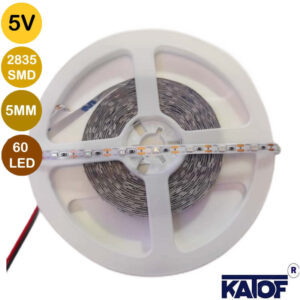 5V 5mm Kırmızı 2835Smd IP20 60Ledli Şerit Led (5 Metre) - Görsel 3