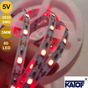 5V 5mm Kırmızı 2835Smd IP20 60Ledli Şerit Led (5 Metre) - Görsel 4