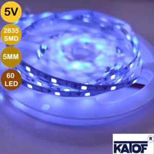 5V 5mm Mavi 2835Smd IP20 60Ledli Şerit Led (5 Metre) - Görsel 3