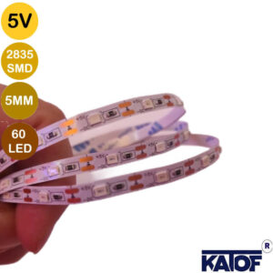 5V 5mm Mavi 2835Smd IP20 60Ledli Şerit Led (5 Metre)