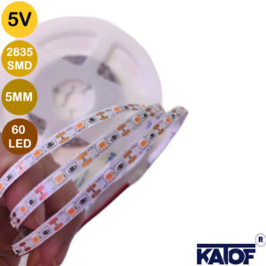 5V 5mm Mor 2835Smd IP20 60Ledli Şerit Led (5 Metre)