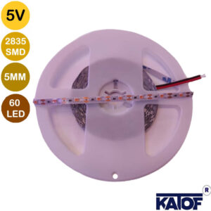 5V 5mm Mor 2835Smd IP20 60Ledli Şerit Led (5 Metre) - Görsel 4