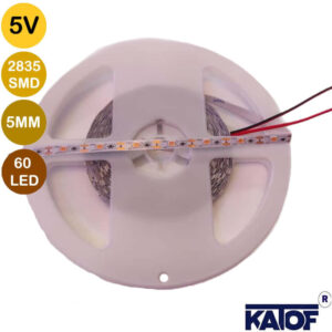5V 5mm Pembe 2835Smd IP20 60Ledli Şerit Led (5 Metre) - Görsel 3