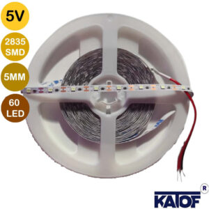 5V 5mm Turkuaz 2835Smd IP20 60Ledli Şerit Led (5 Metre) - Görsel 3