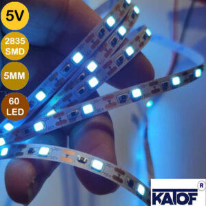 5V 5mm Turkuaz 2835Smd IP20 60Ledli Şerit Led (5 Metre) - Görsel 4