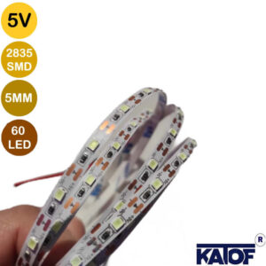 5V 5mm Turkuaz 2835Smd IP20 60Ledli Şerit Led (5 Metre)