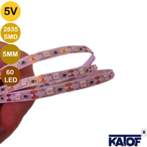 5V 5mm Yeşil 2835Smd IP20 60Ledli Şerit Led (5 Metre)