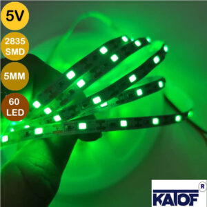 5V 5mm Yeşil 2835Smd IP20 60Ledli Şerit Led (5 Metre) - Görsel 4