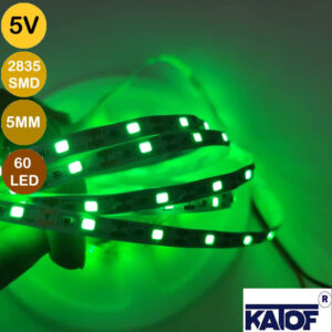 5V 5mm Yeşil 2835Smd IP20 60Ledli Şerit Led (5 Metre) - Görsel 5