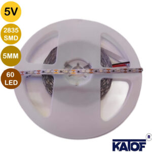 5V 5mm Yeşil 2835Smd IP20 60Ledli Şerit Led (5 Metre) - Görsel 3