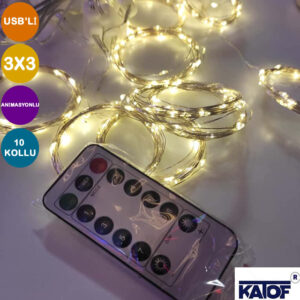 Usb'li 3x3 Animasyonlu Perde Led Gün Işığı 8 Mod