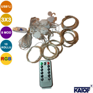 Usb'li 3x3 Animasyonlu Perde Led RGB 8 Mod - Görsel 3