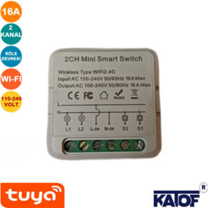 16A 2 Kanal Smart Tuya Destekli Wi-fi' li Röle Devresi 110-240V
