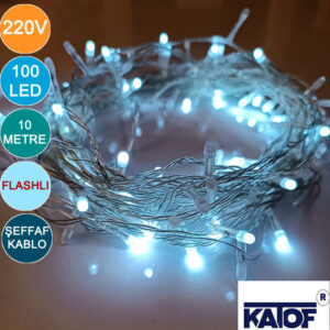 220V Flaşlı 100 Ledli IP44 İp Led Yılbaşı Ağacı Ledi 10 Metre - Görsel 4