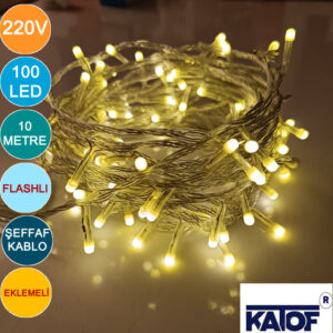 220V Flaşlı Gün Işığı 100 Ledli IP44 İp Led Yılbaşı Ağacı Ledi 10 Metre - Görsel 3