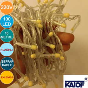 220V Flaşlı Gün Işığı 100 Ledli IP44 İp Led Yılbaşı Ağacı Ledi 10 Metre - Görsel 4