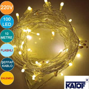 220V Flaşlı Gün Işığı 100 Ledli IP44 İp Led Yılbaşı Ağacı Ledi 10 Metre - Görsel 5