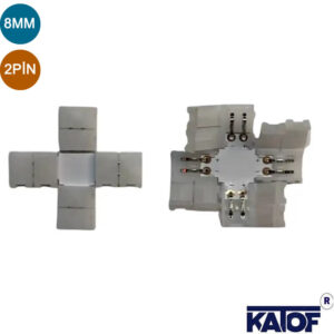 2pin 8mm Tek Renk Şerit Led için X Tipi Lehimsiz Montaj Konnektörü (10 Adet)