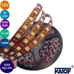 12V 4000K 5050Smd IP20 60Ledli 12mm Bakır Pcb Şerit Led - Görsel 3