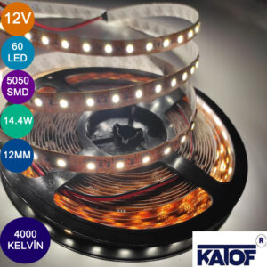 12V 4000K 5050Smd IP20 60Ledli 12mm Bakır Pcb Şerit Led - Görsel 4