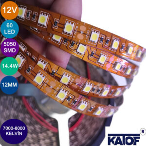 12V Soğuk Beyaz 5050Smd IP20 60Ledli 12mm Bakır Pcb Şerit Led - Görsel 3