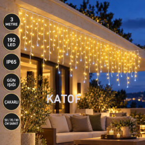 220V 3 Mt. Gün Işığı Çakarlı 192Ledli IP65 Dış Mekan Dekoratif Saçak Led
