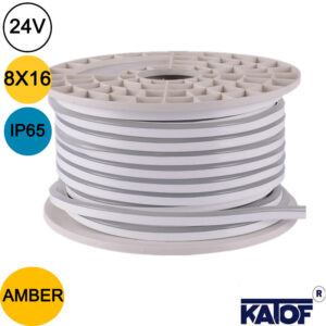 24 Volt 8x16 mm 1S IP65 Neon Led Amber